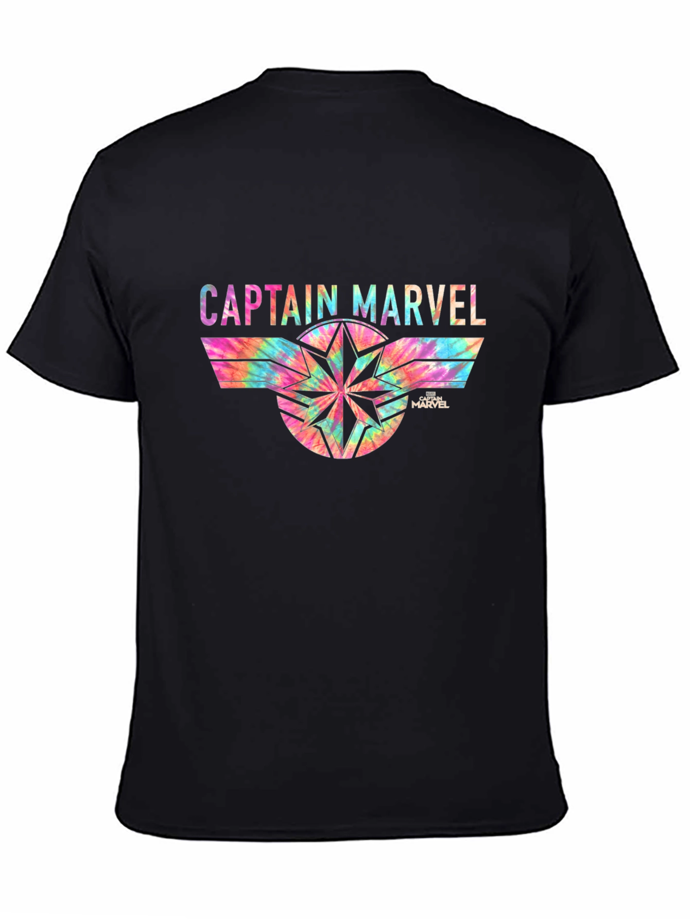 Captain Marvel Tie-Dye Graphic Black T-Shirt