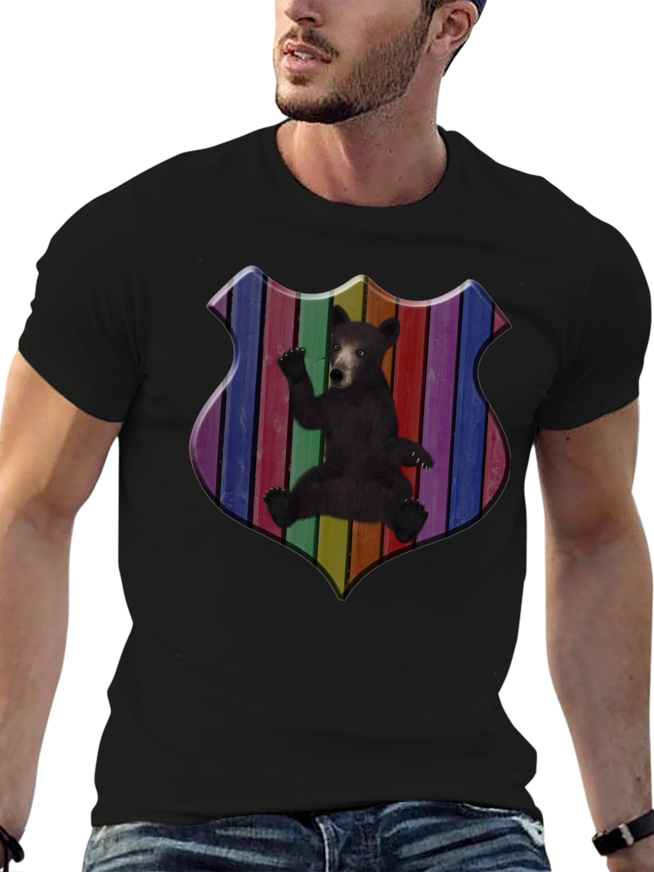 Rainbow Bear Shield Graphic T-Shirt