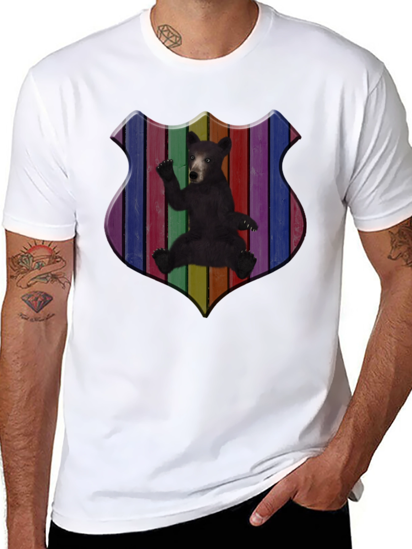 Rainbow Bear Shield Graphic T-Shirt