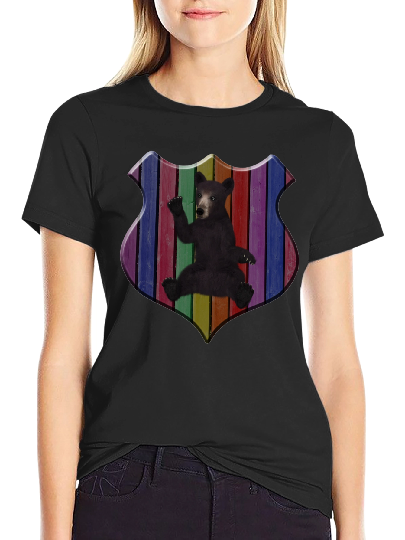 Rainbow Bear Shield Graphic T-Shirt