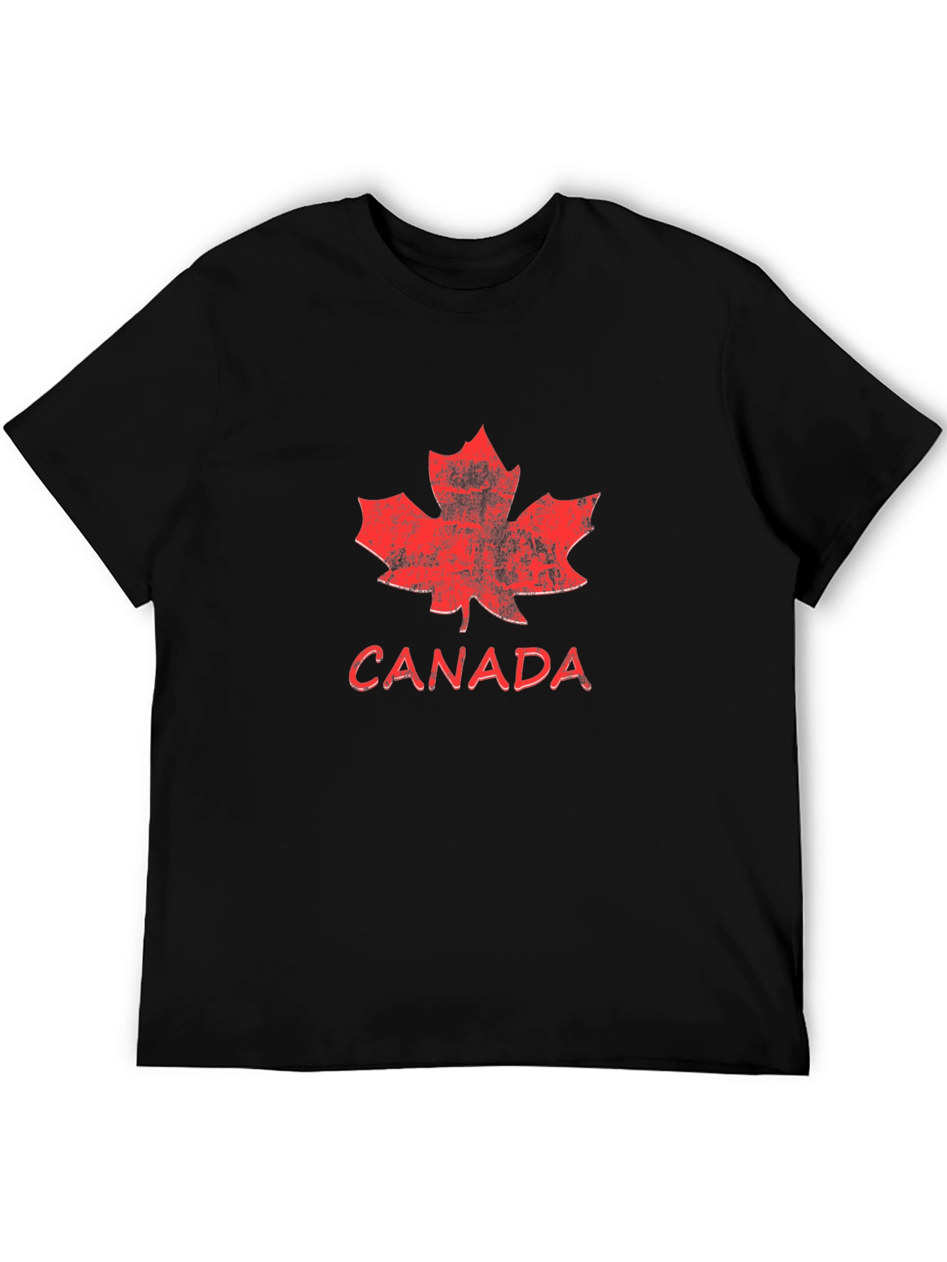 Distressed Canada Maple Leaf Graphic Tee - Black