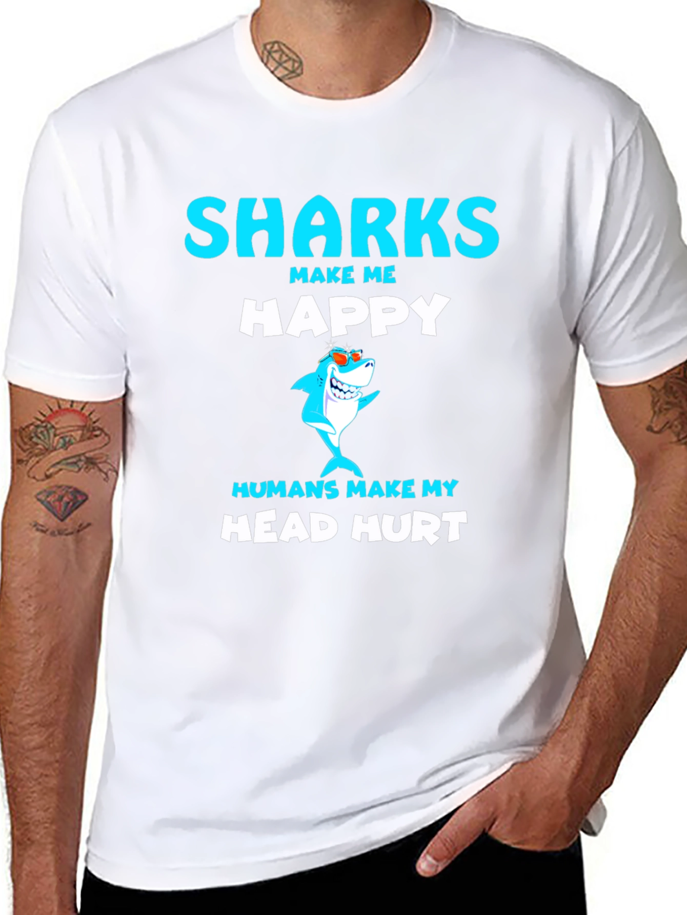 Funny Sharks Make Me Happy T-Shirt