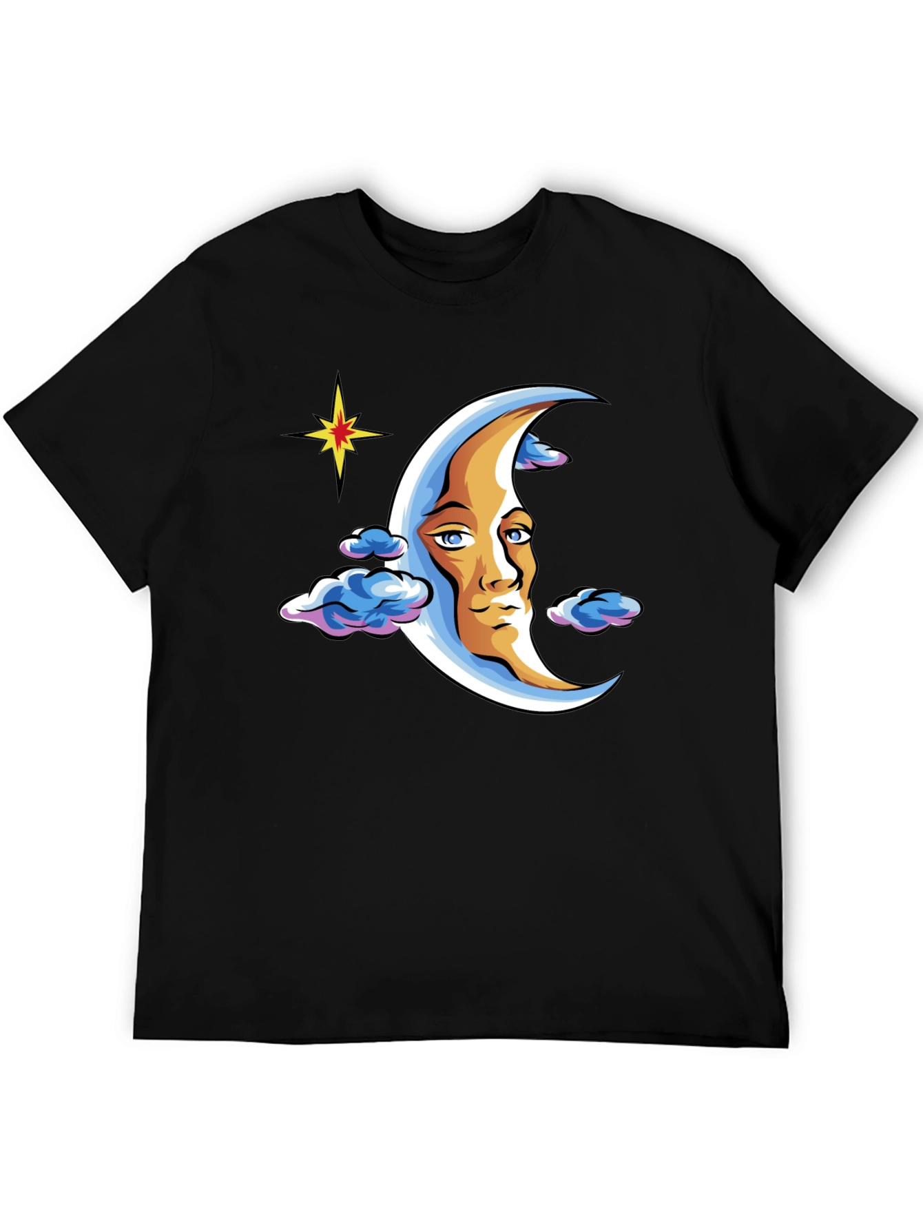 Moon Man Graphic T-Shirt - Black Crew Neck Tee