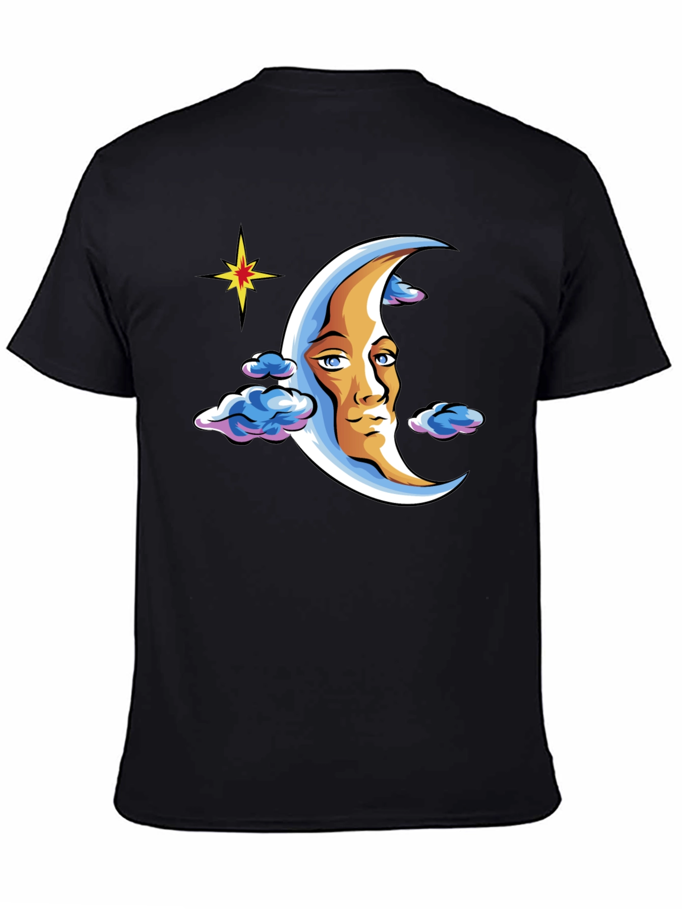 Moon Man Graphic T-Shirt - Black Crew Neck Tee