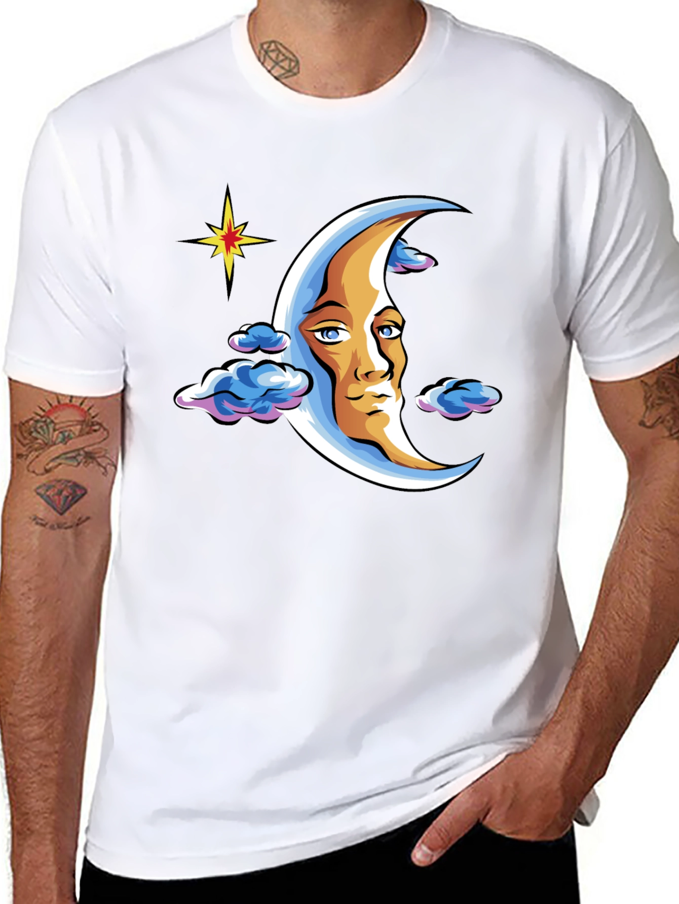 Moon Man Graphic T-Shirt - Black Crew Neck Tee