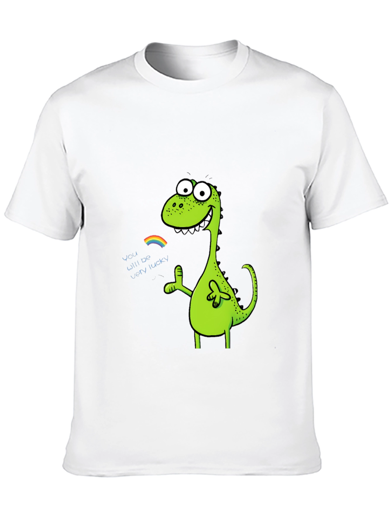 Lucky Dinosaur Graphic Tee - Black Cotton Blend