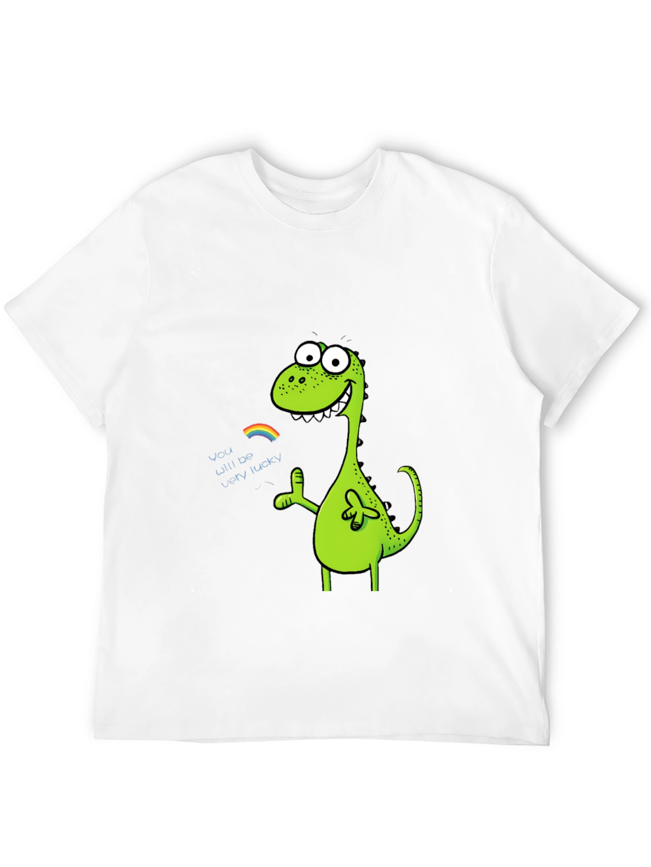 Lucky Dinosaur Graphic Tee - Black Cotton Blend
