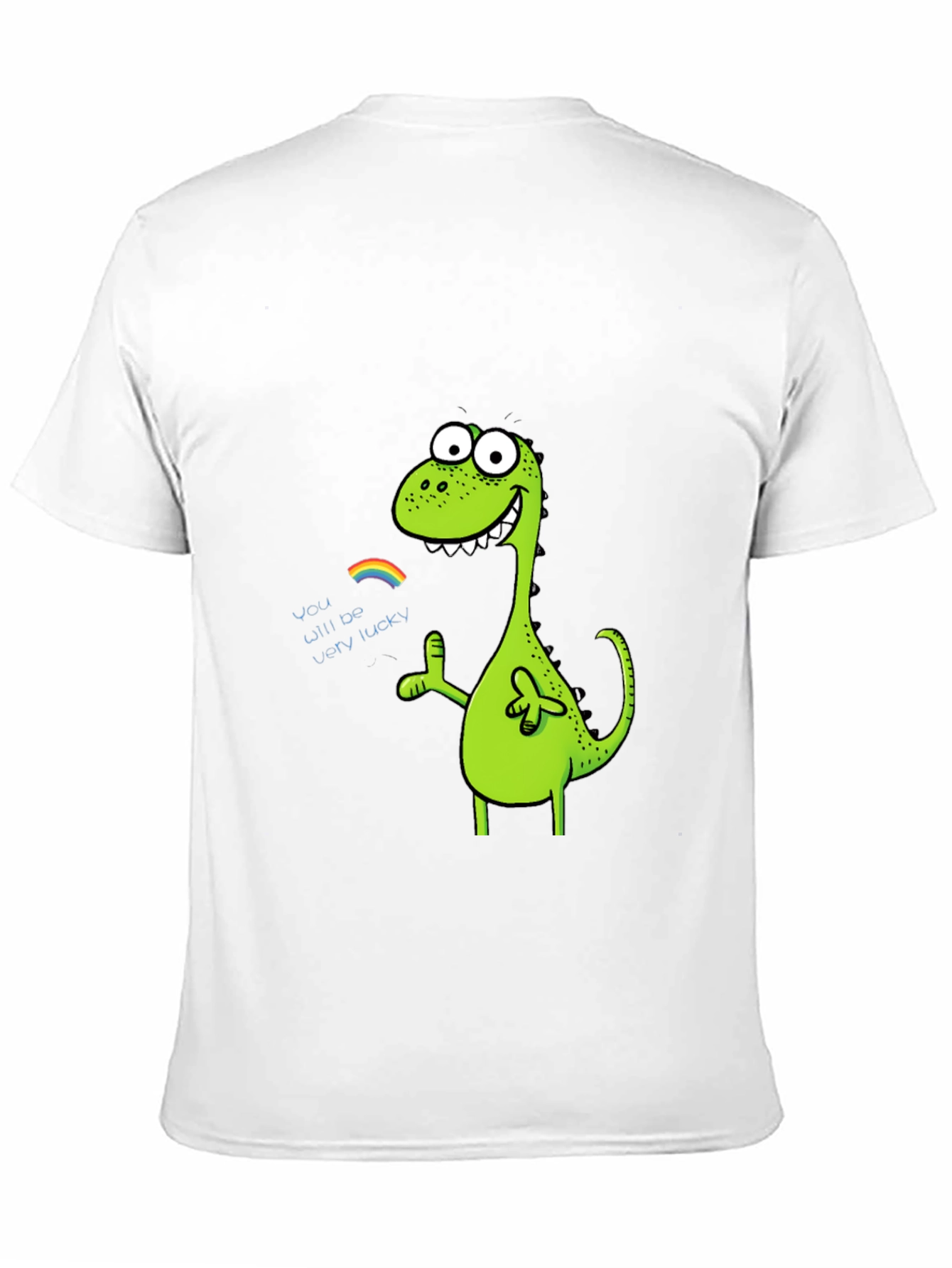 Lucky Dinosaur Graphic Tee - Black Cotton Blend