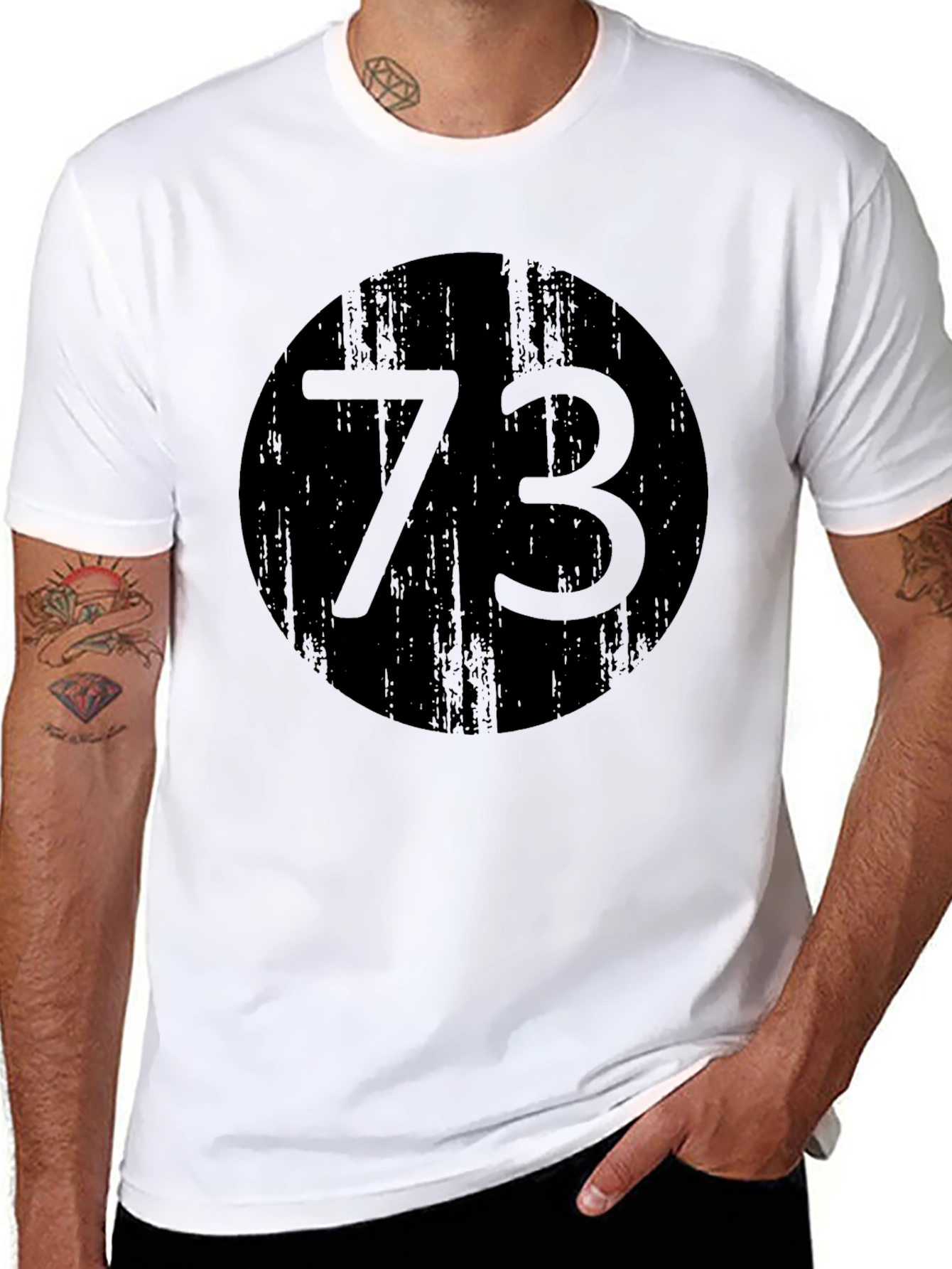 Mens Black T-Shirt with 73 Circle Design