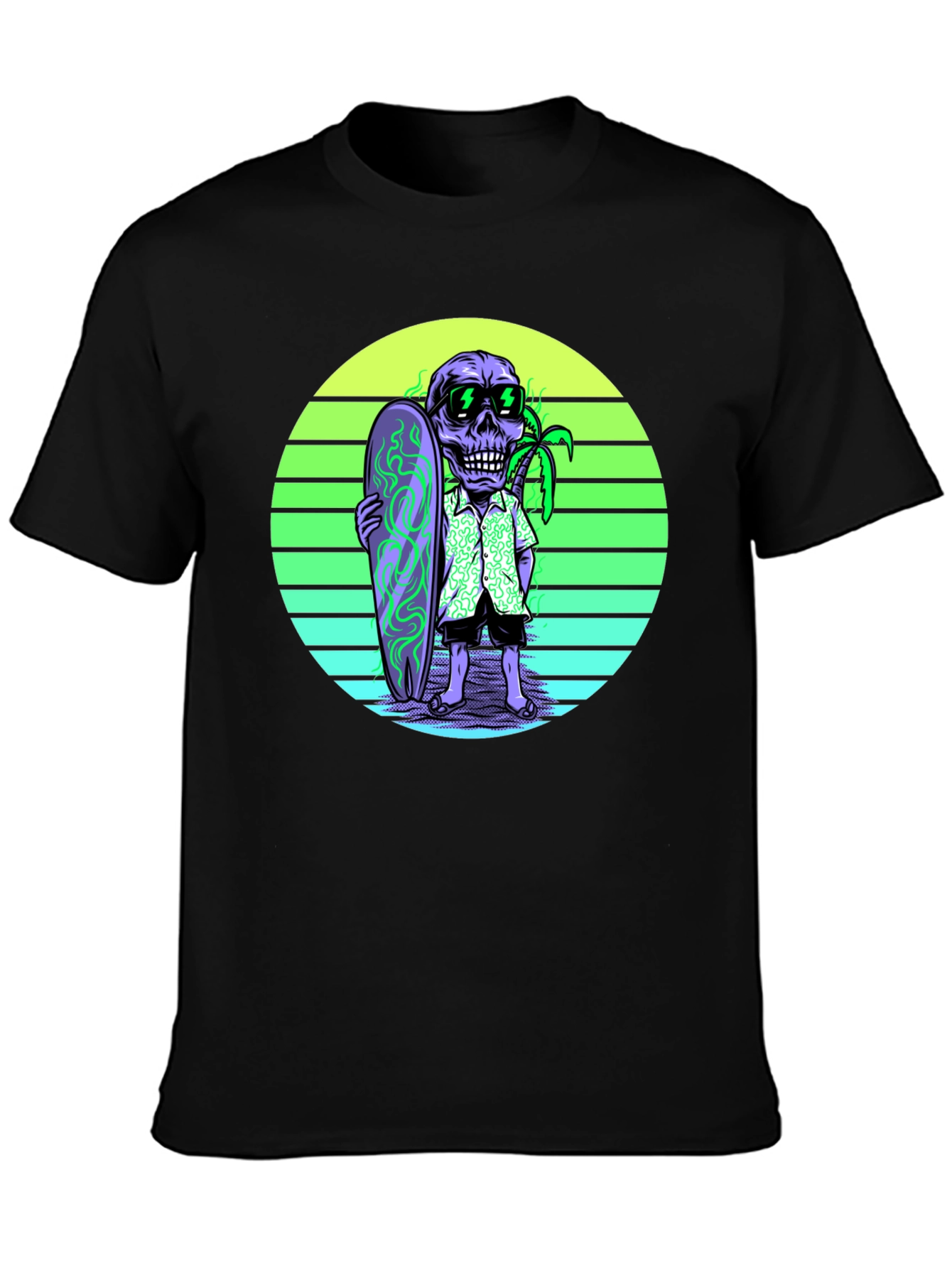 Skull Surfer Graphic Tee - Retro Style