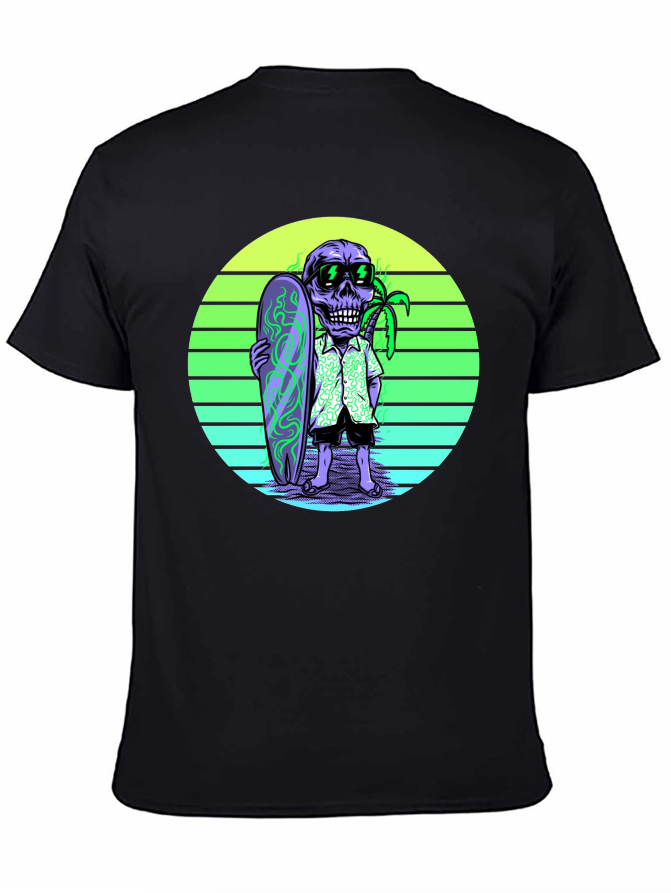 Skull Surfer Graphic Tee - Retro Style