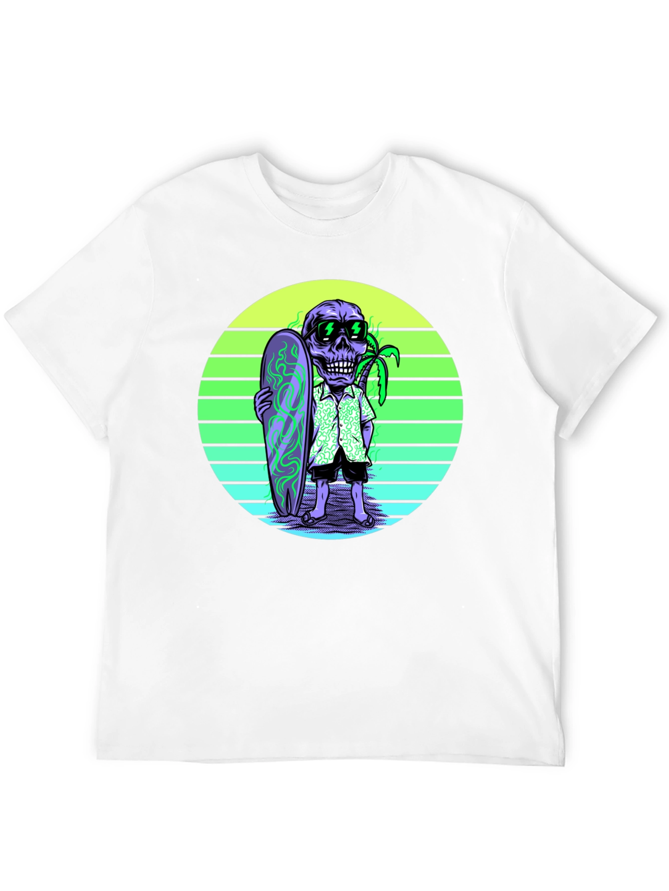Skull Surfer Graphic Tee - Retro Style