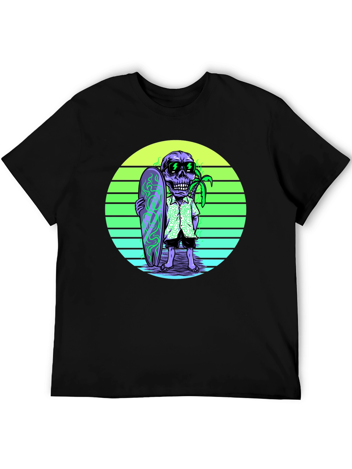 Skull Surfer Graphic Tee - Retro Style