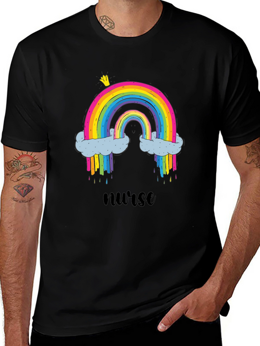 Rainbow Nurse T-Shirt - Colorful Graphic Tee