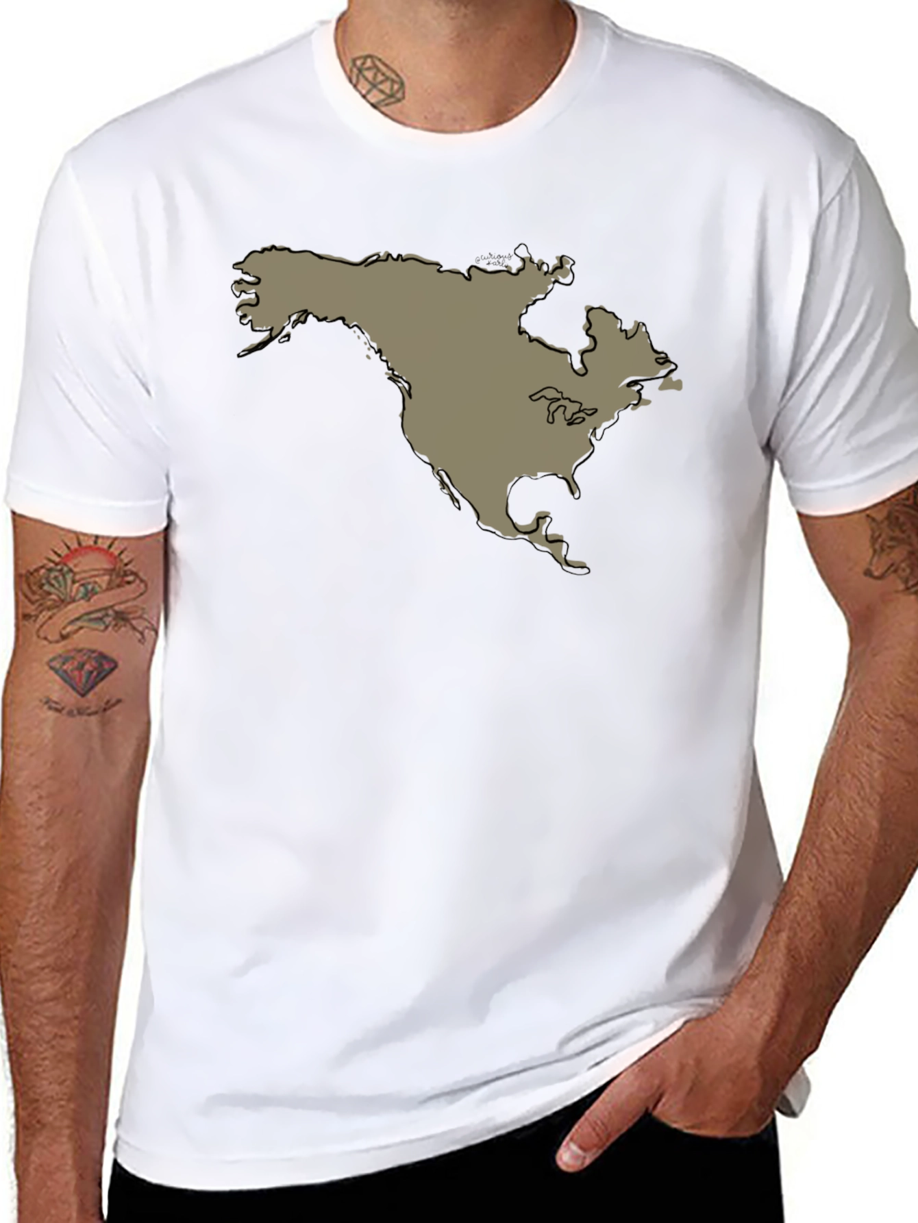 North America Continent Map Graphic Tee