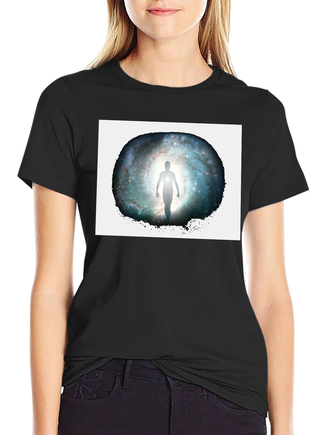 Galactic Gateway Graphic Tee - Black Cotton Comfort