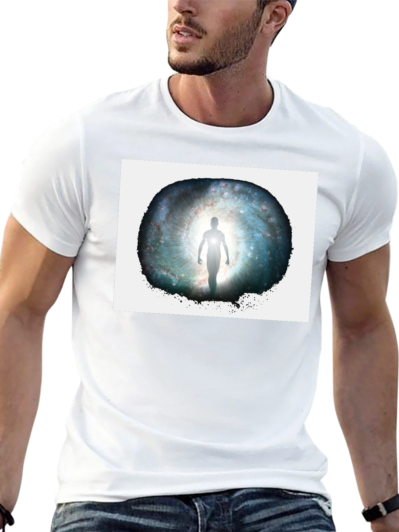 Galactic Gateway Graphic Tee - Black Cotton Comfort