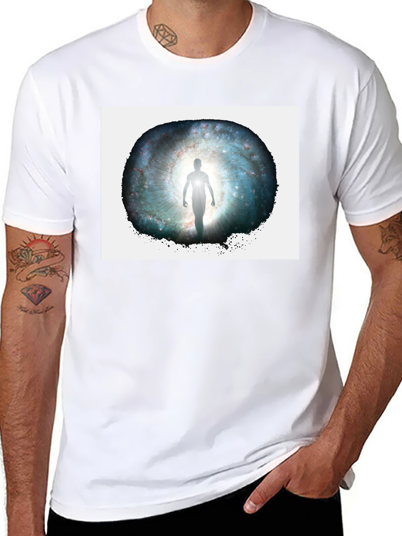 Galactic Gateway Graphic Tee - Black Cotton Comfort