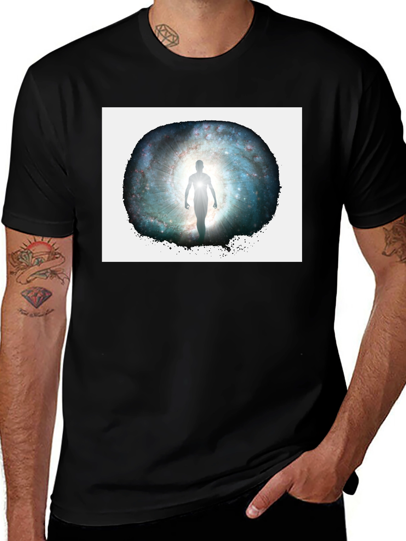 Galactic Gateway Graphic Tee - Black Cotton Comfort