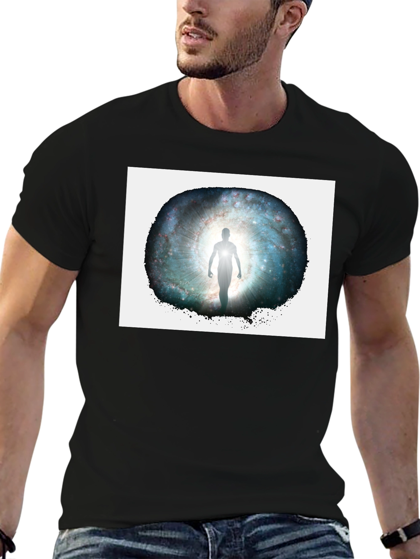 Galactic Gateway Graphic Tee - Black Cotton Comfort
