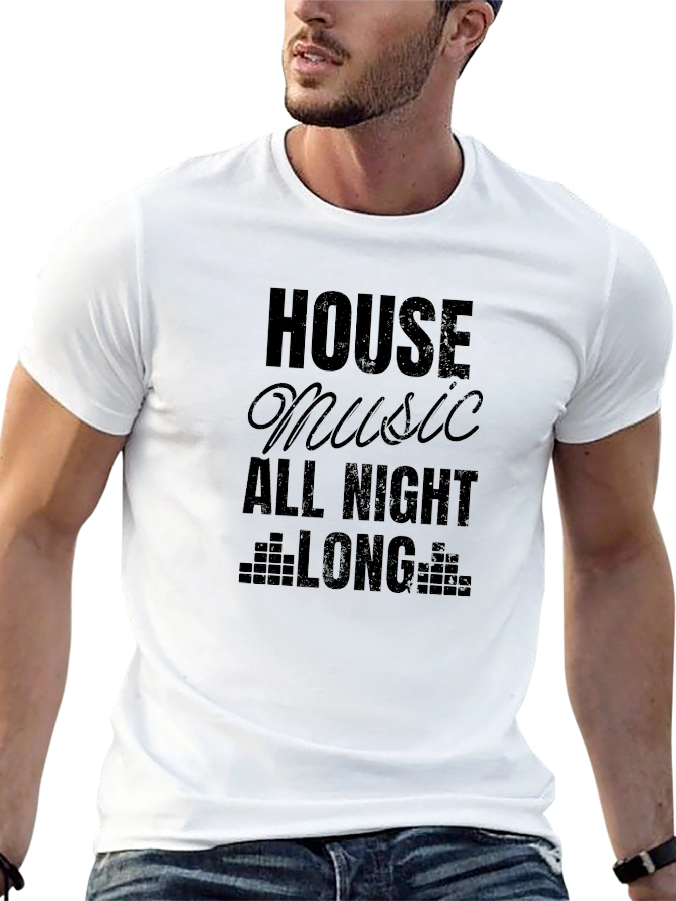 House Music All Night Long Black T-Shirt