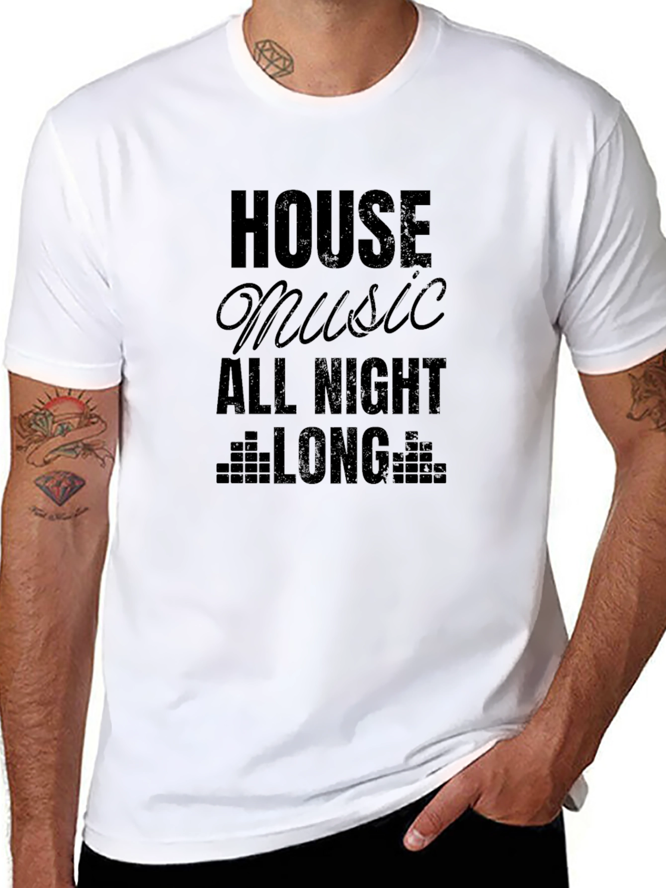 House Music All Night Long Black T-Shirt