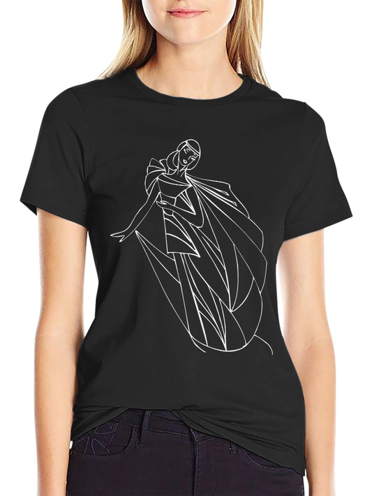 Elegant Woman Line Art Black T-Shirt