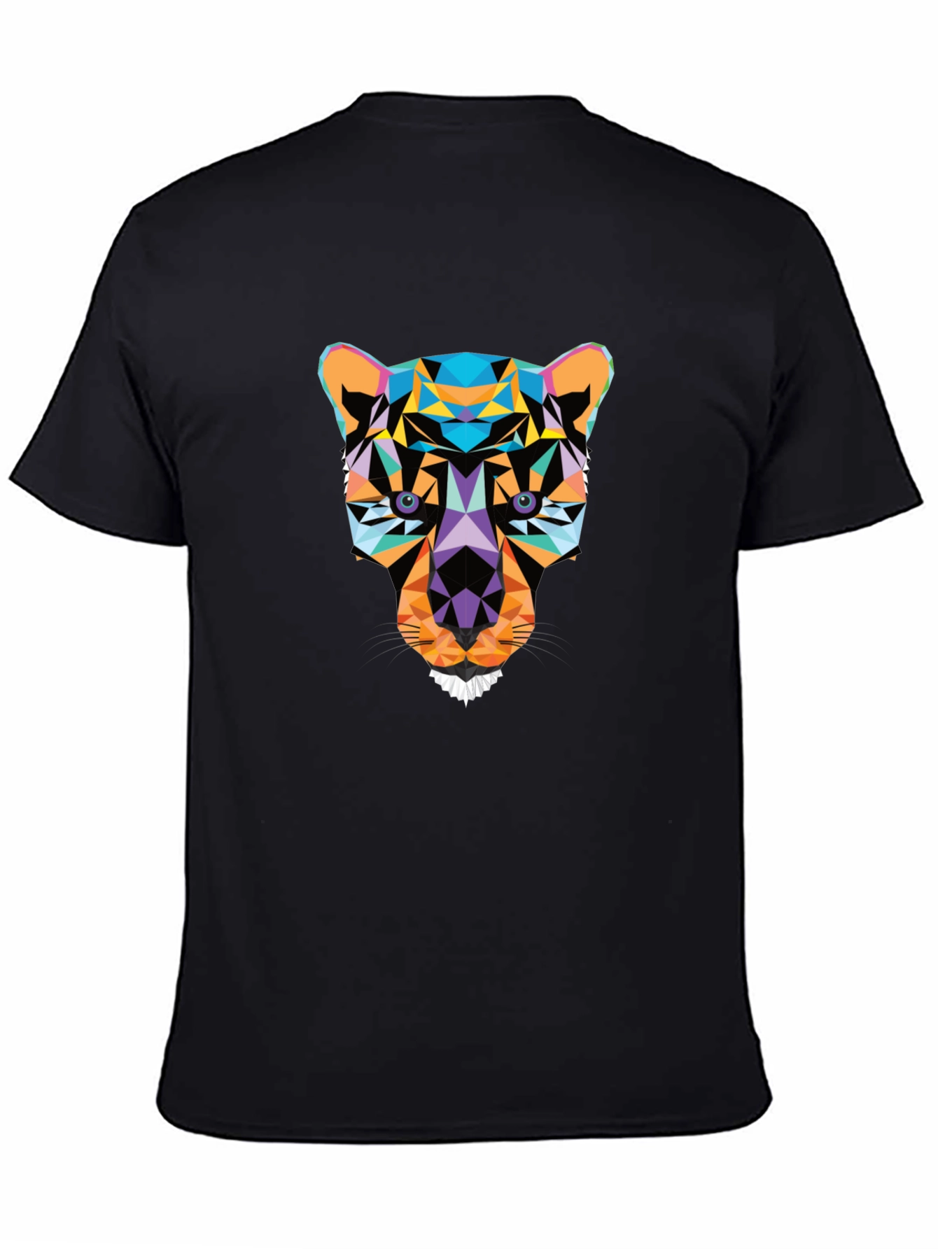 Geometric Panther Graphic Black T-Shirt