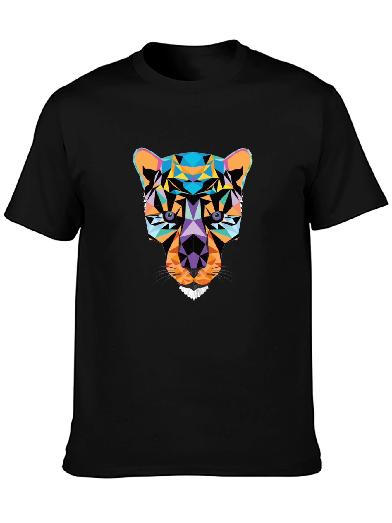 Geometric Panther Graphic Black T-Shirt