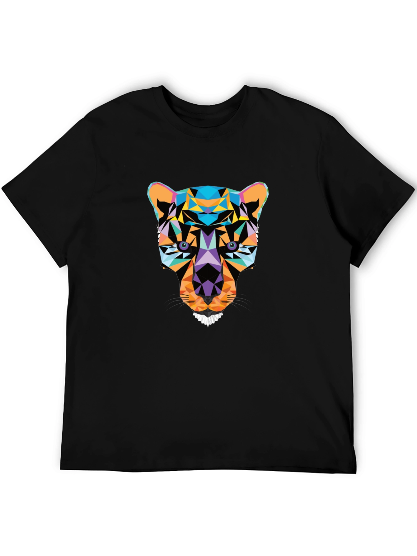 Geometric Panther Graphic Black T-Shirt