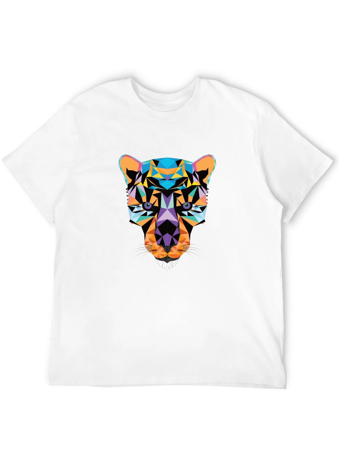 Geometric Panther Graphic Black T-Shirt
