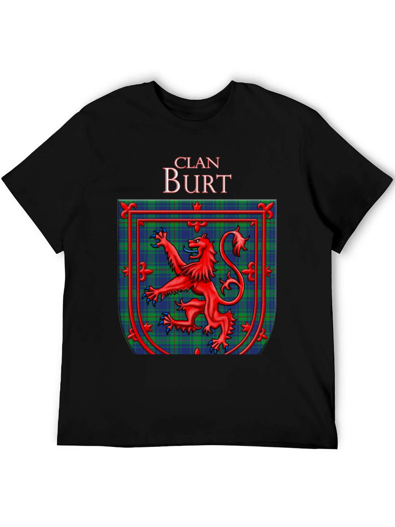 Clan Burt Scottish Tartan Crest Black T-Shirt