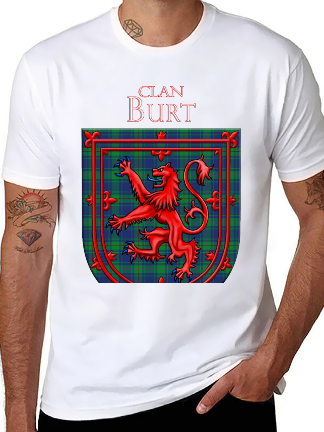 Clan Burt Scottish Tartan Crest Black T-Shirt