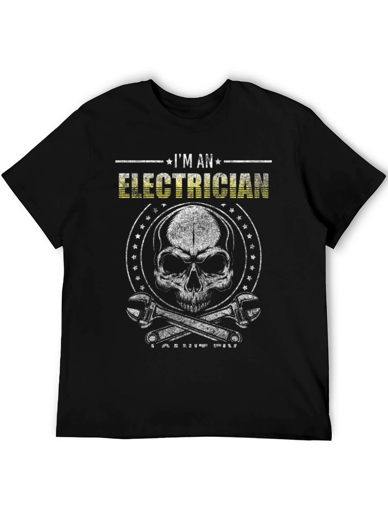 Electrician Skull Graphic T-Shirt - Mens Black Tee