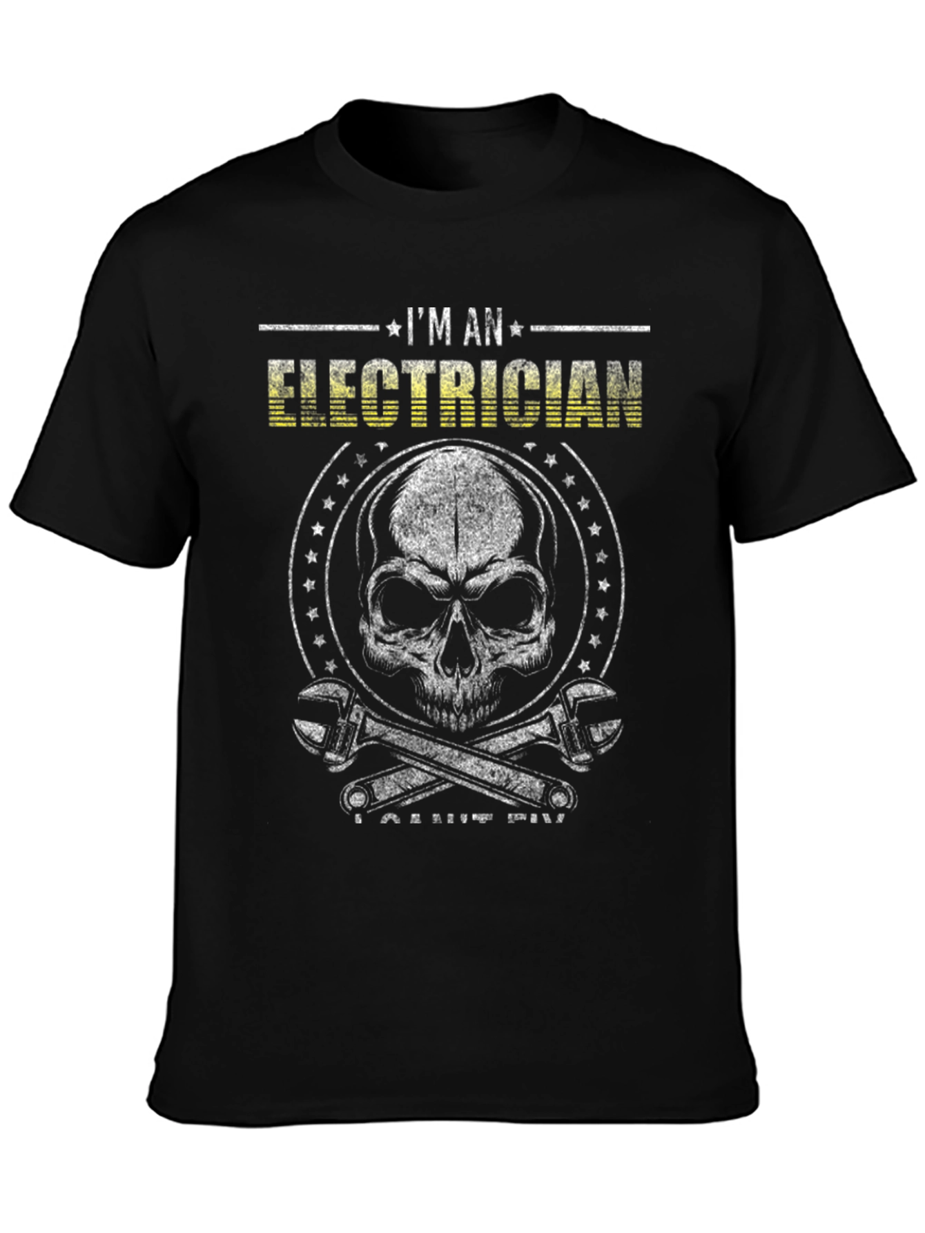 Electrician Skull Graphic T-Shirt - Mens Black Tee