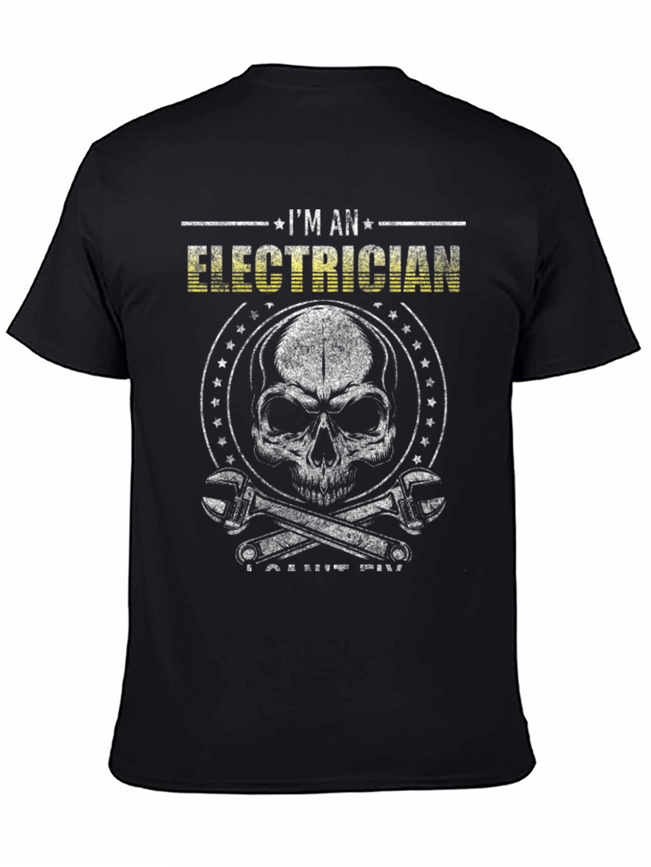 Electrician Skull Graphic T-Shirt - Mens Black Tee
