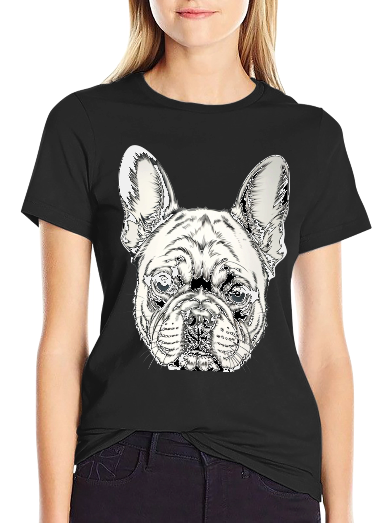French Bulldog Graphic Tee - Stylish Black Cotton Shirt
