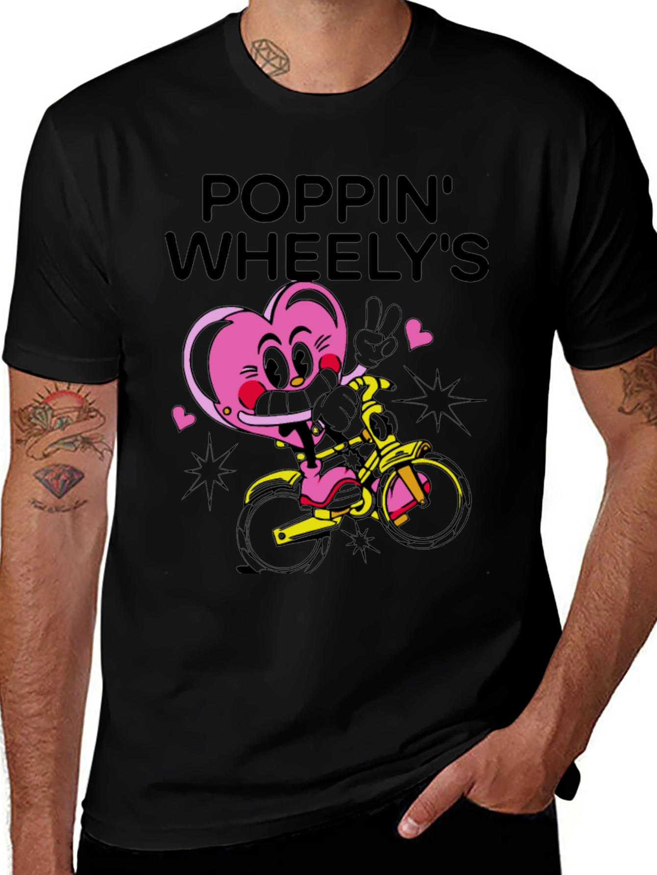 Poppin Wheelys Graphic Tee - Black Cotton