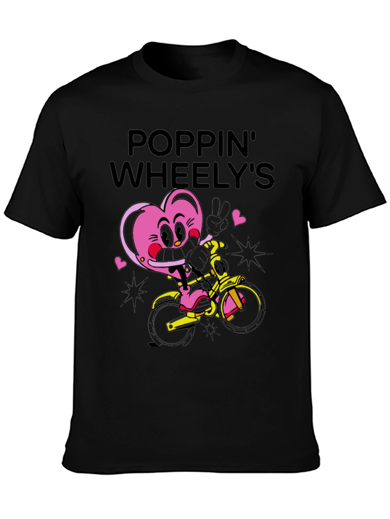Poppin Wheelys Graphic Tee - Black Cotton