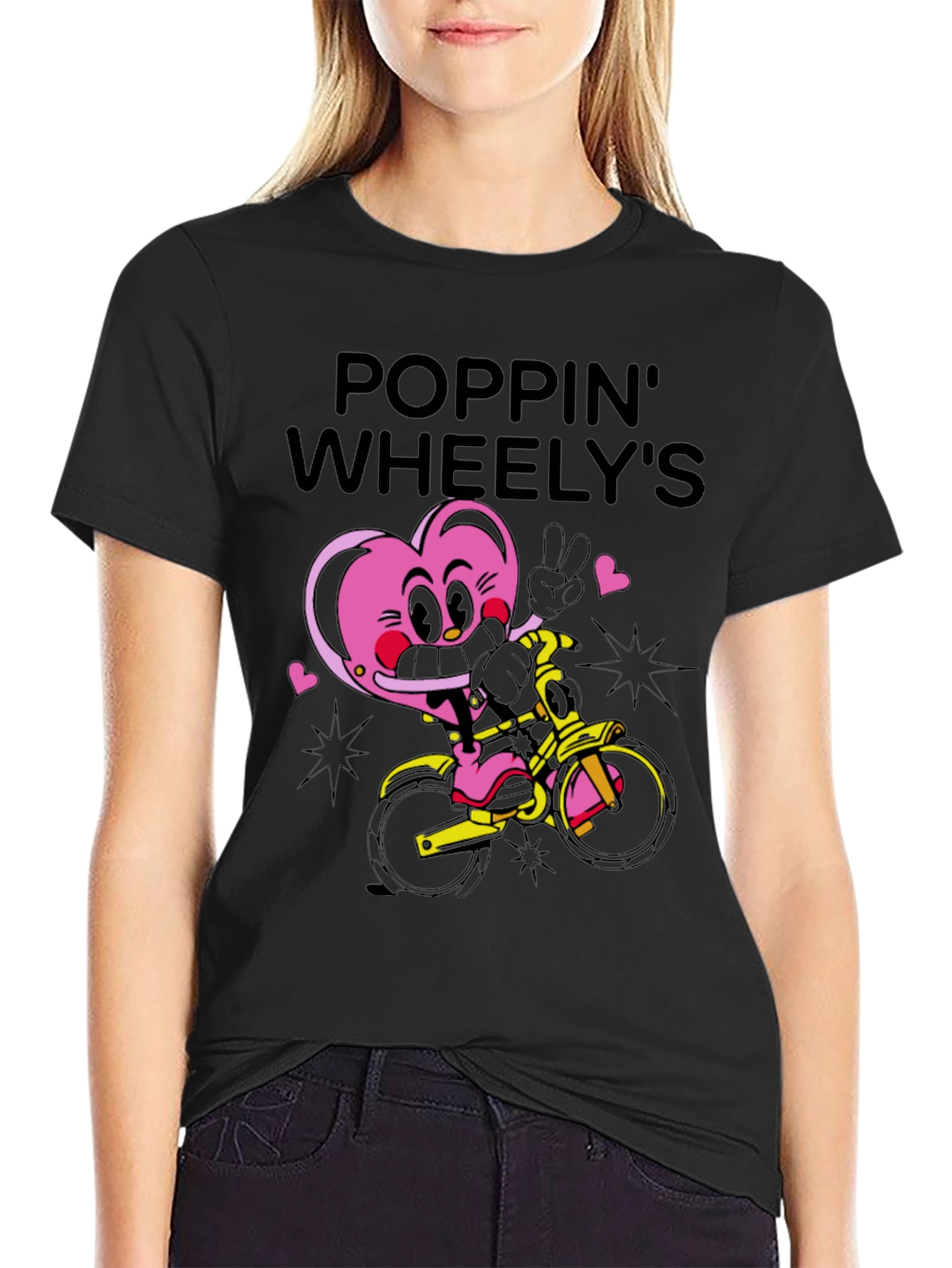 Poppin Wheelys Graphic Tee - Black Cotton