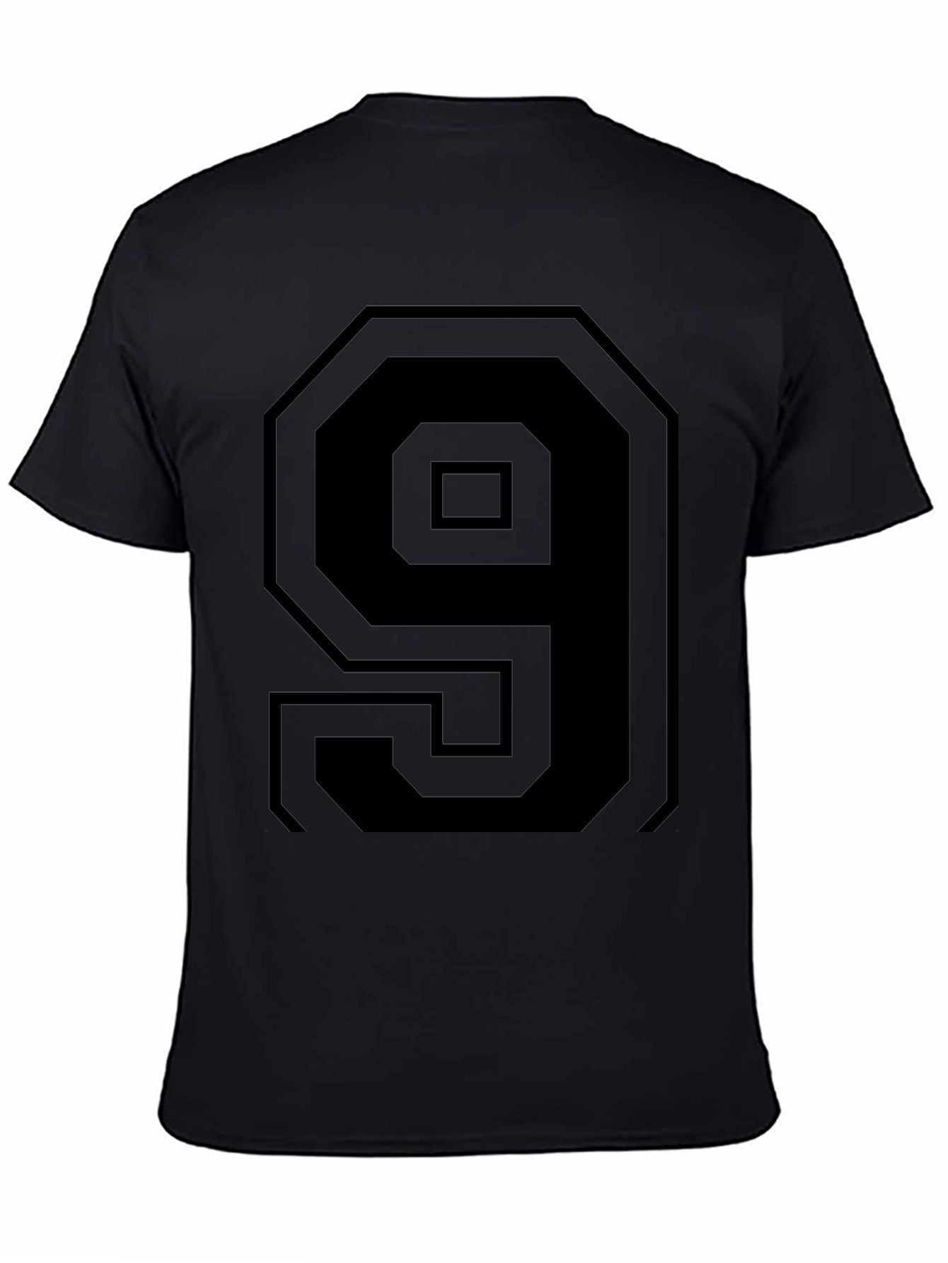 Black T-Shirt with Bold Number 9 Design
