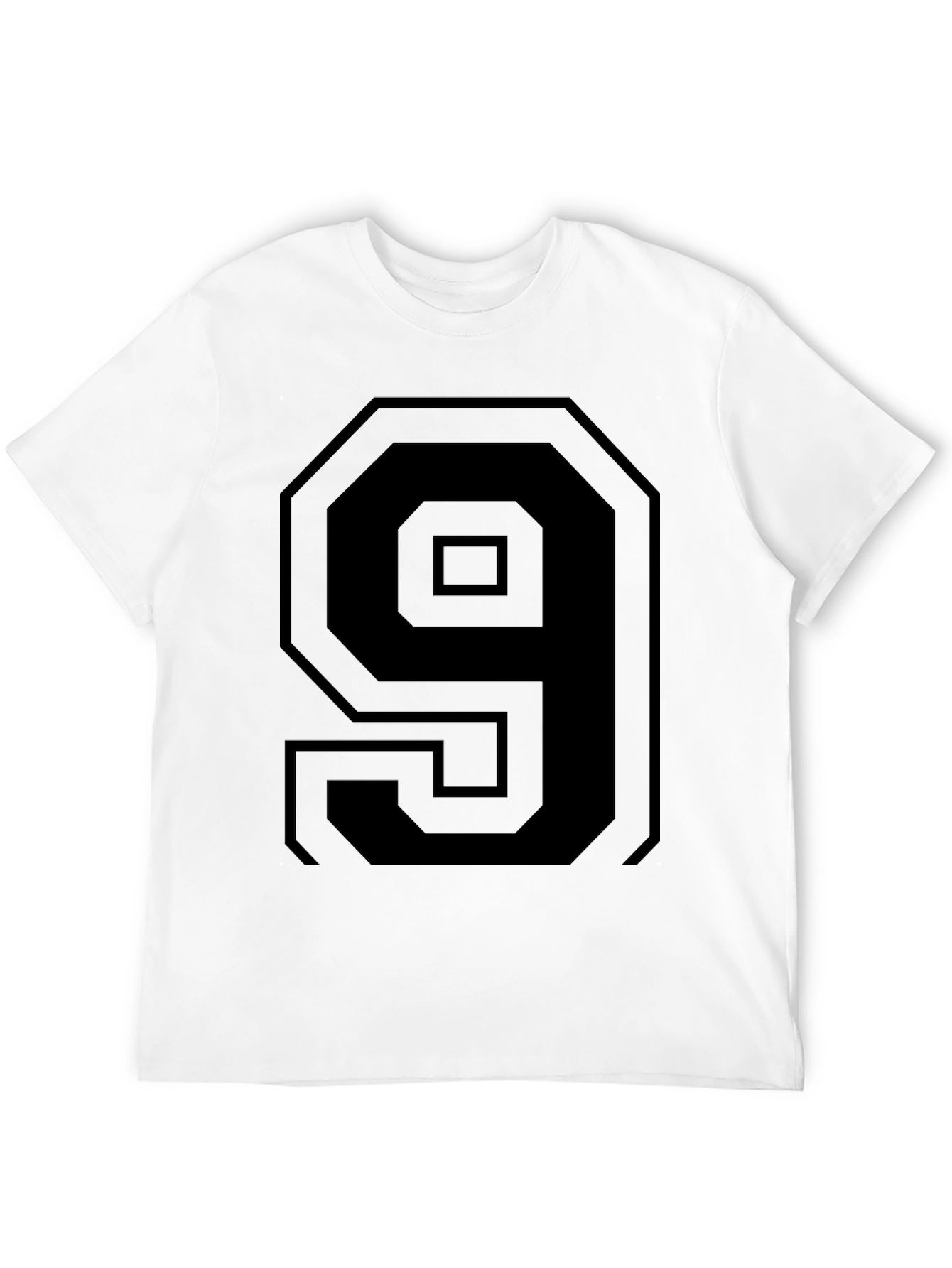 Black T-Shirt with Bold Number 9 Design