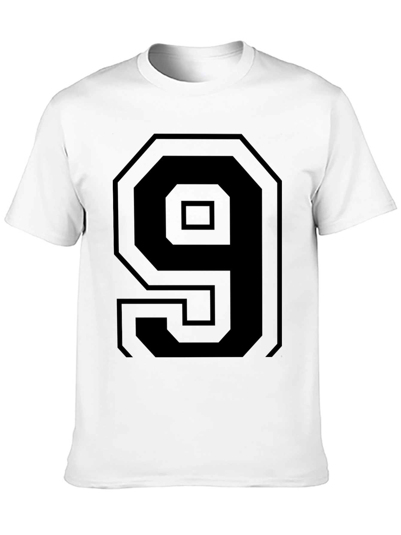 Black T-Shirt with Bold Number 9 Design