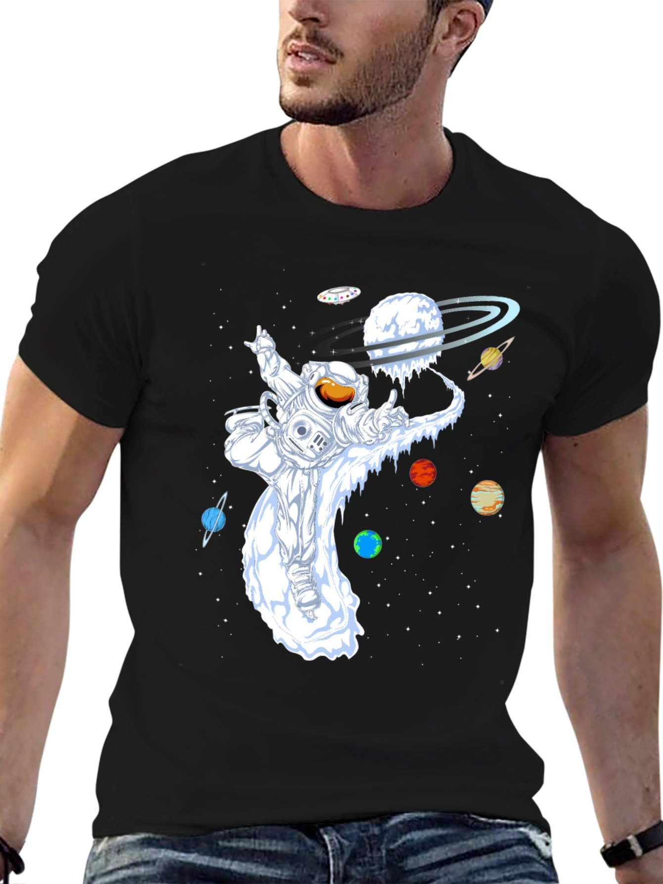 Astronaut Planets Graphic T-Shirt