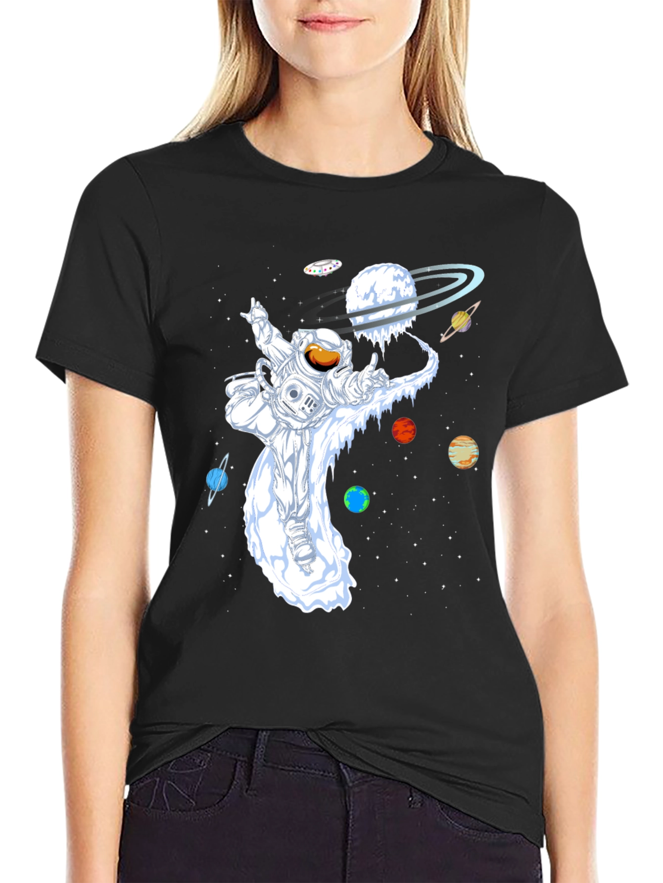 Astronaut Planets Graphic T-Shirt