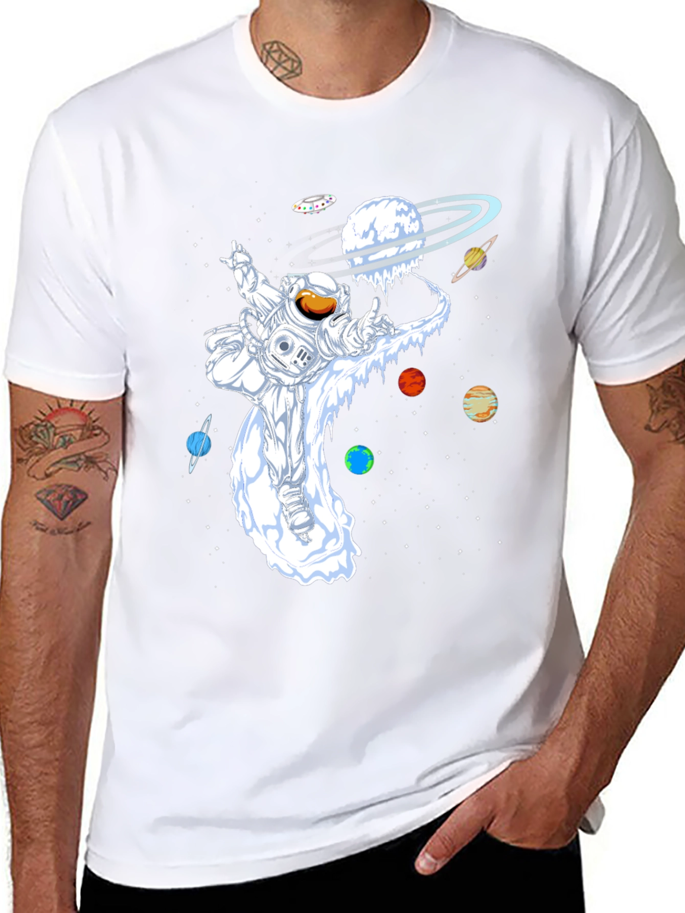 Astronaut Planets Graphic T-Shirt