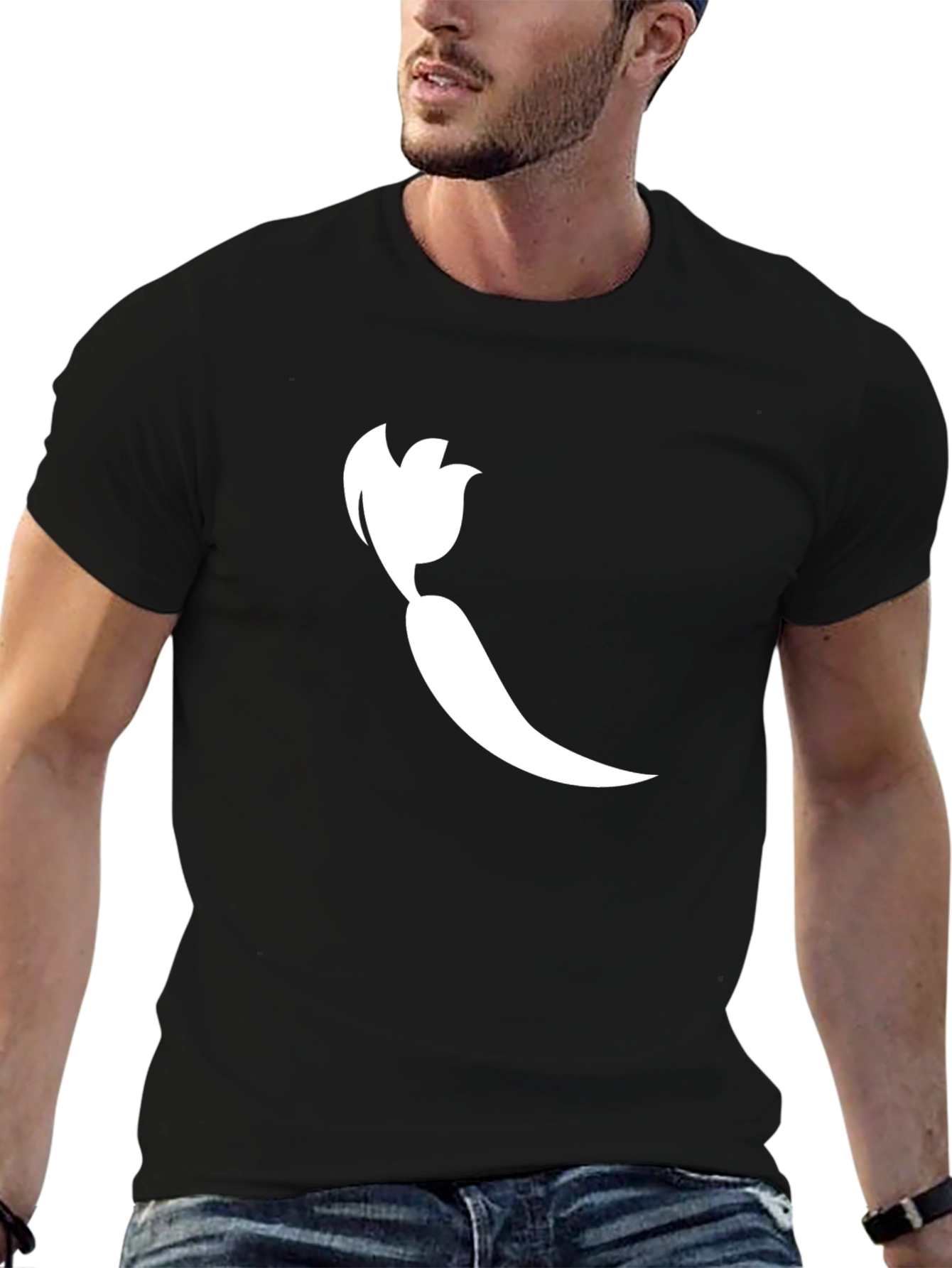 Chili Pepper Graphic Tee - Bold Black Cotton T-Shirt