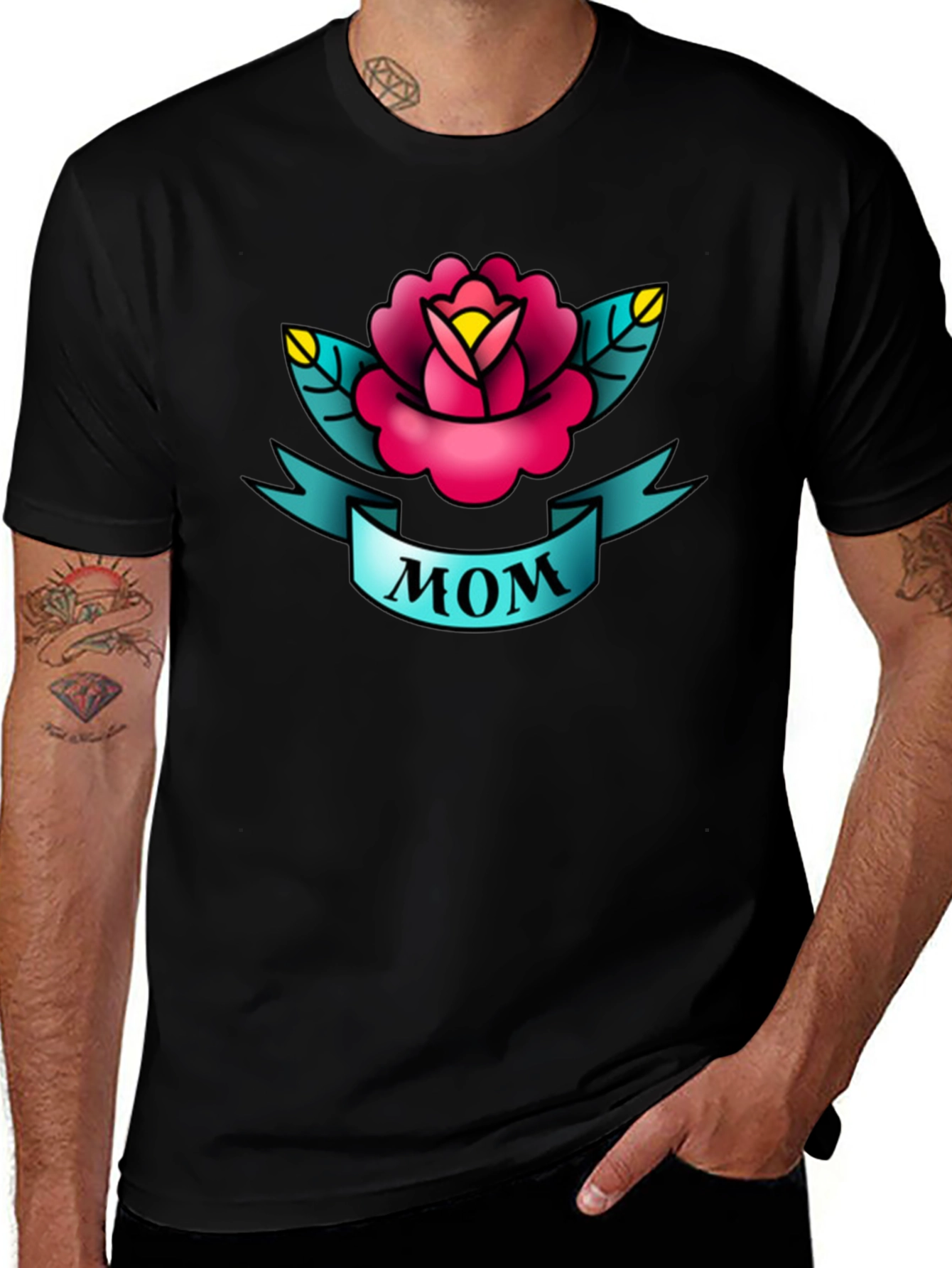 Mom Tattoo Style Rose Graphic Tee