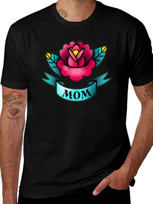 Mom Tattoo Style Rose Graphic Tee