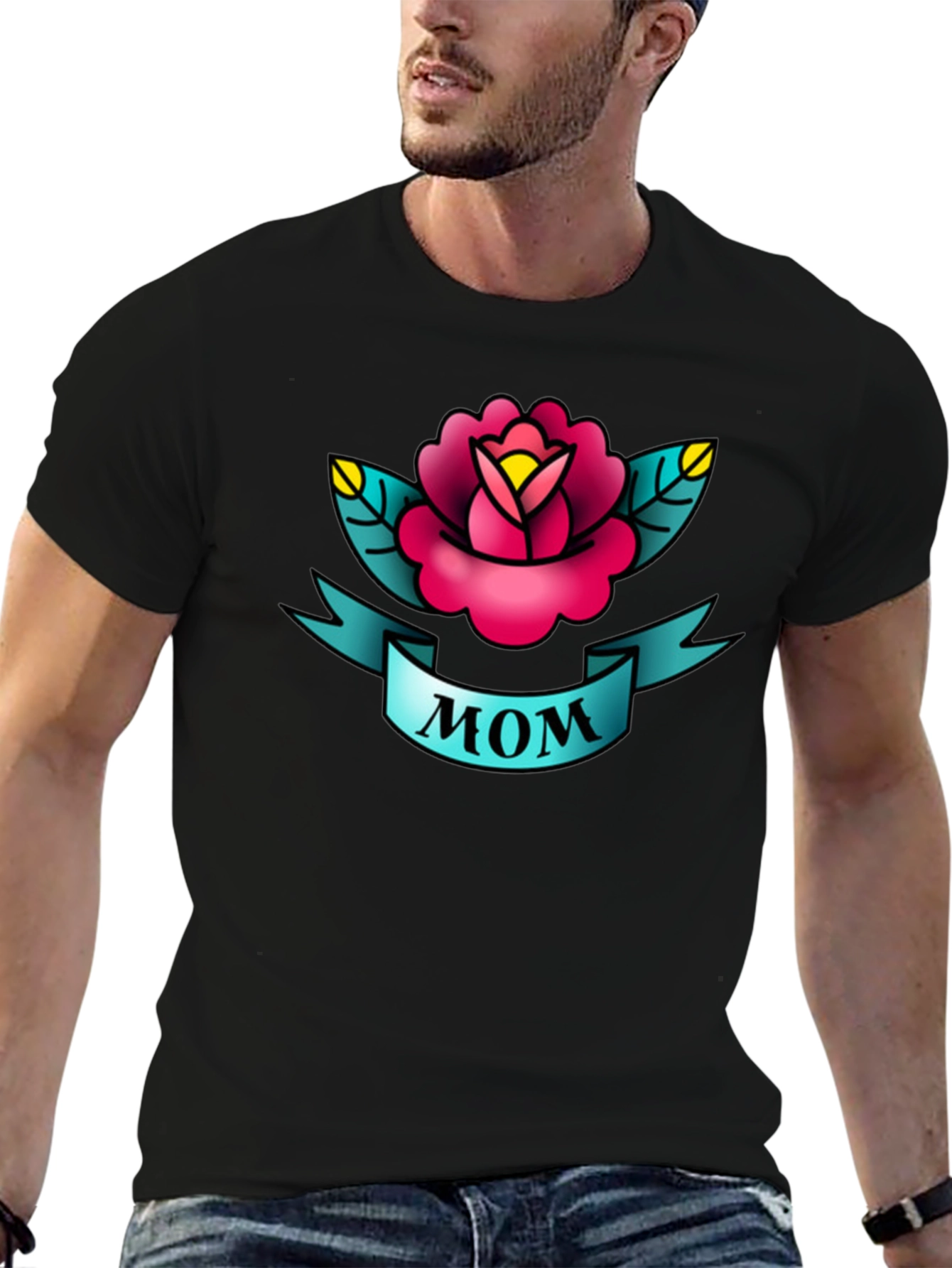 Mom Tattoo Style Rose Graphic Tee